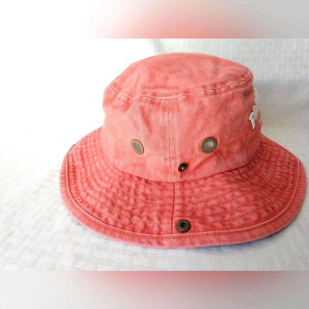 Port Aransas Sun Hat Embroidered by Lucky 7 USA Large / XL Pink Cotton Packable